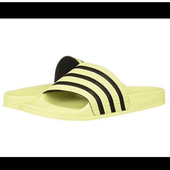 lime green adidas slides